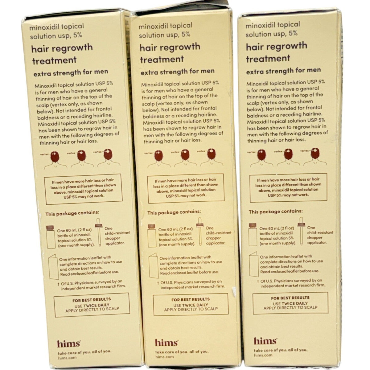 5% Minoxidil Hair Regrowth Treatment for Men - 3 Pack
