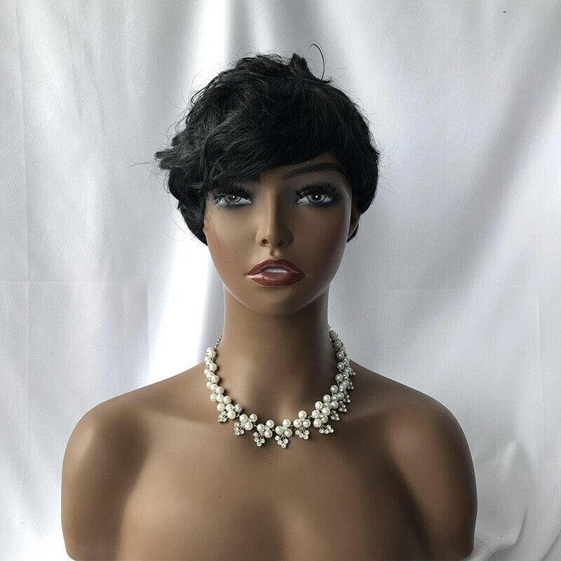 Black Short Pixie Wig for Women Curly Human Hair - Stylish and Tangle-Free