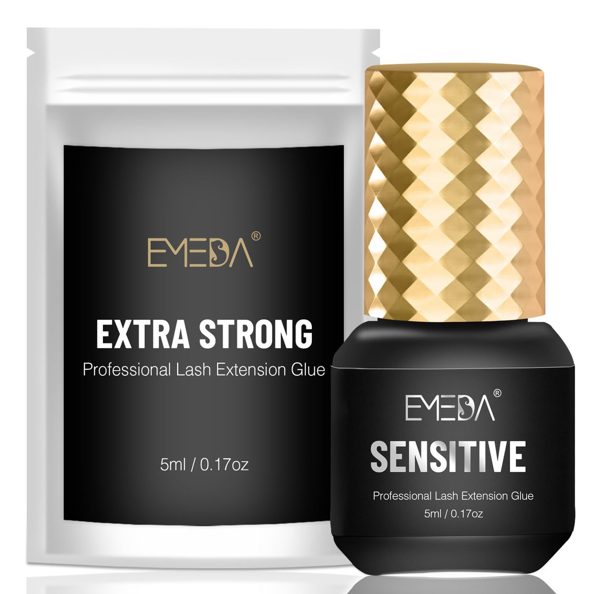 Sensitive Lash Extension Glue - Fast Drying Black Eyelash Adhesive, 0.5s