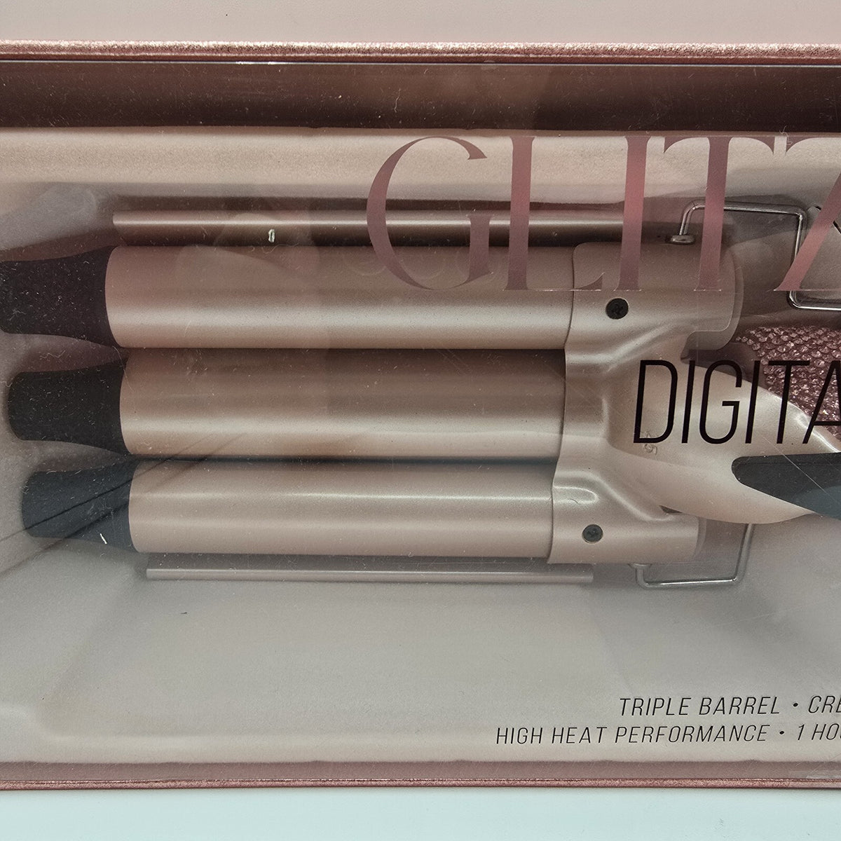 Pink Digital Hair Waver Brush with Rhinestones & Bling - Hot Styling Tool