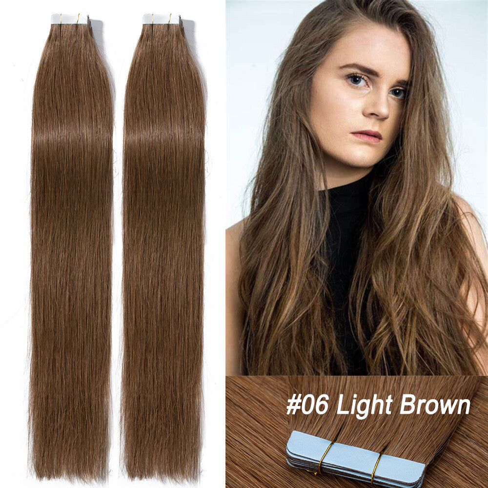 Thick Tape in Remy Human Hair Extensions Invisible Skin Weft Full Head