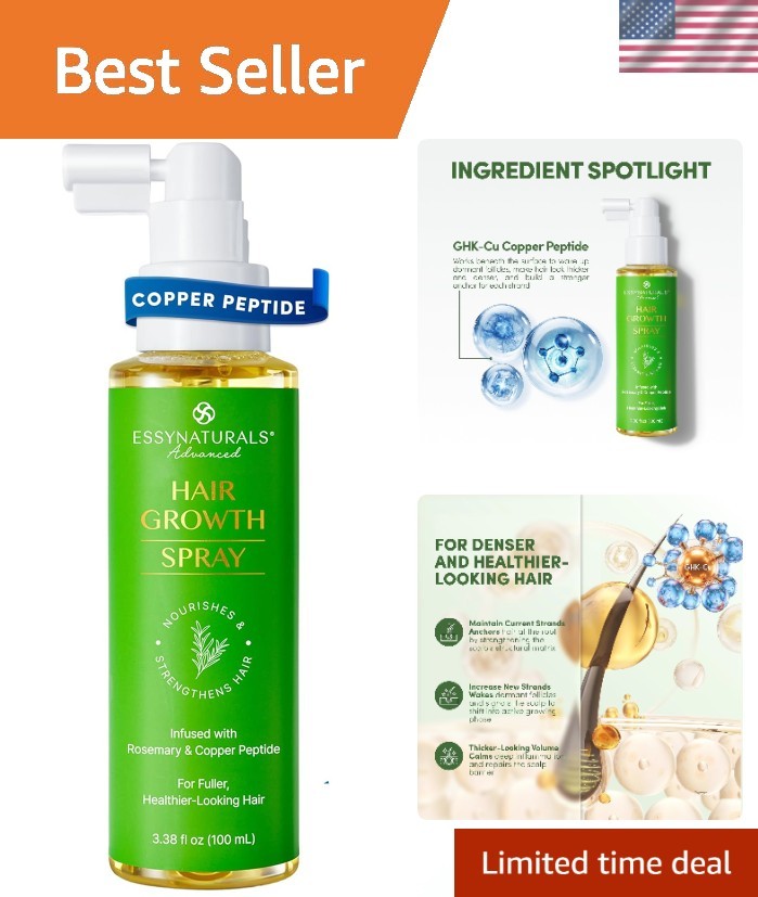 Natural Hair Growth Solution - Copper Peptide & Oils for Thicker 3.38