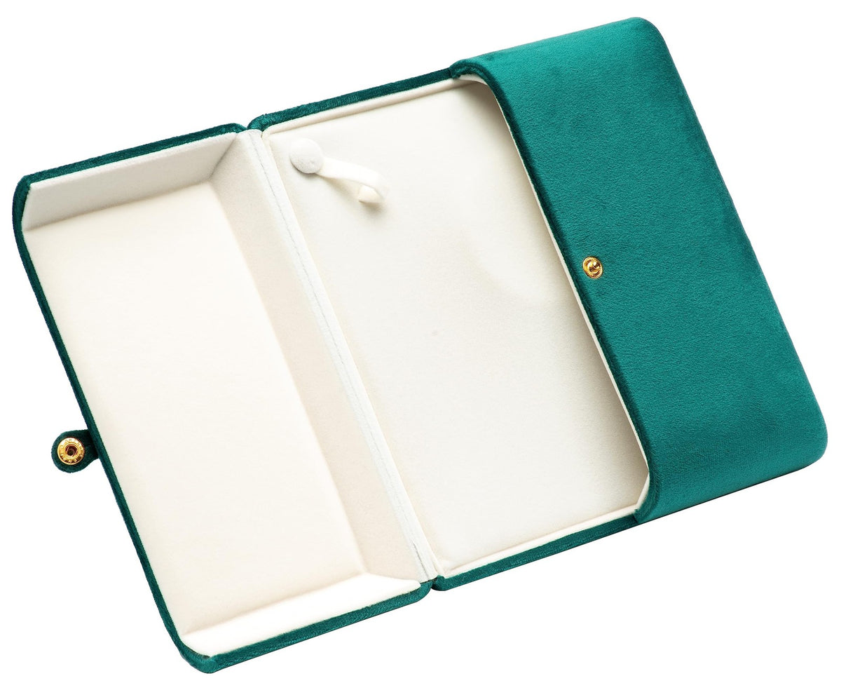 Velvet Jewelry Gift Box for Pearl Necklaces - Green, 7.1 x 7.1 x 1.5 Inches