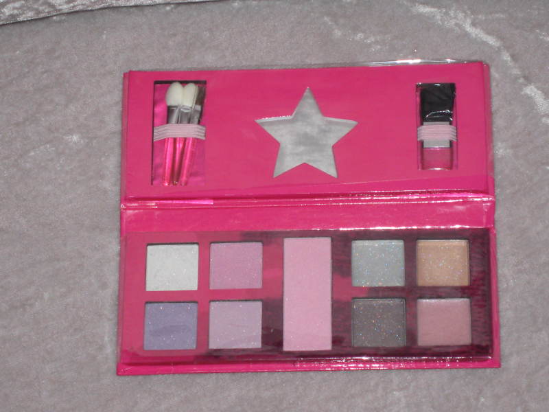 Pink Makeup Set with Lip Gloss Blush Eyeshadow Mirror & Brushes