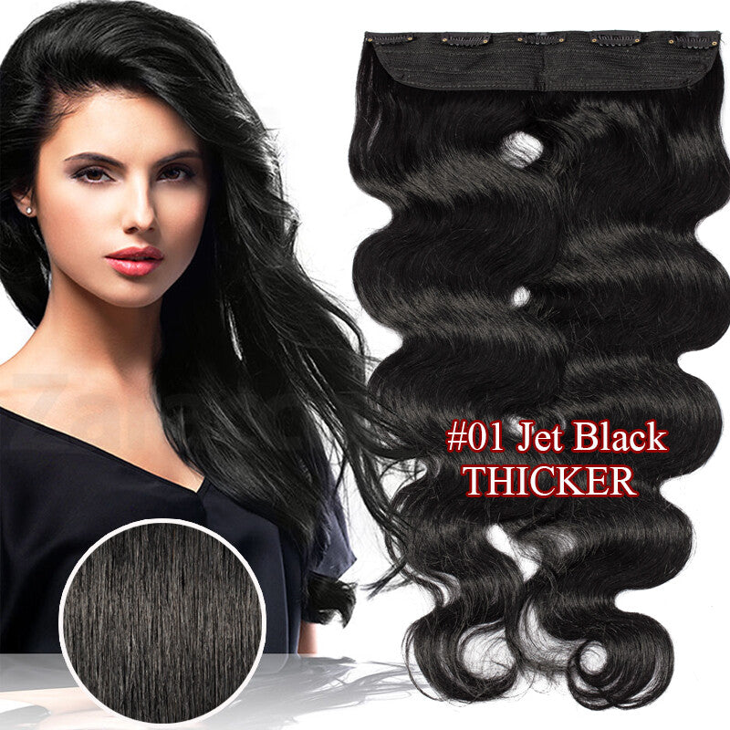 Invisible Wavy Clip-In Hair Extensions - Remy Human Hair, Half Head