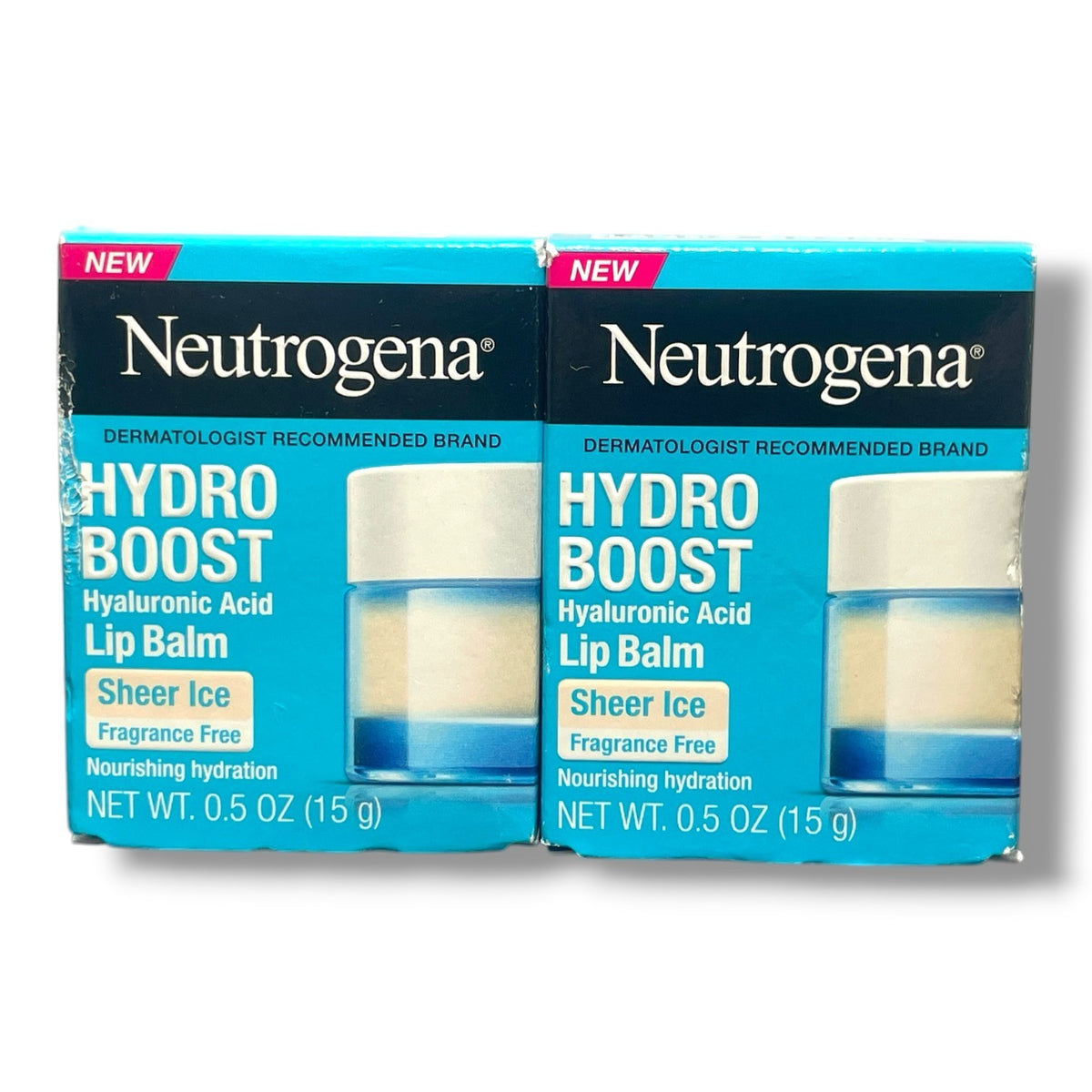 Neutrogena Hydro Boost Hyaluronic Acid Lip Balm Sheer Ice Fragrance-Free 0.5oz Lot of 2