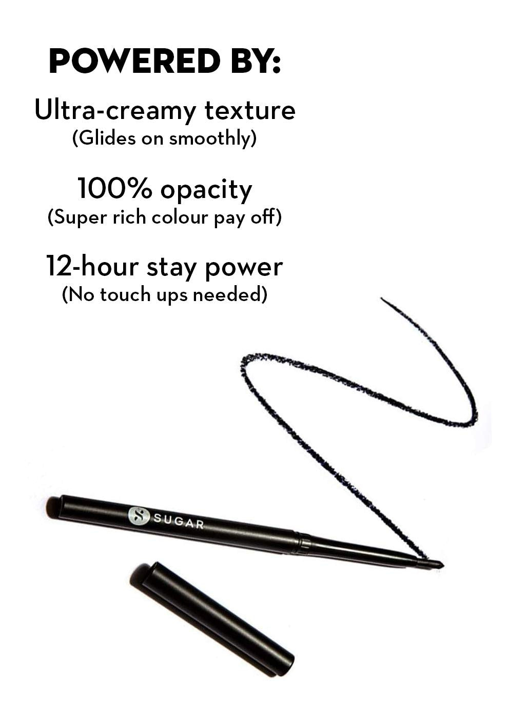 Long-Lasting Black Kajal Eyeliner - Waterproof, Smudge-Resistant, Twist-Up Design