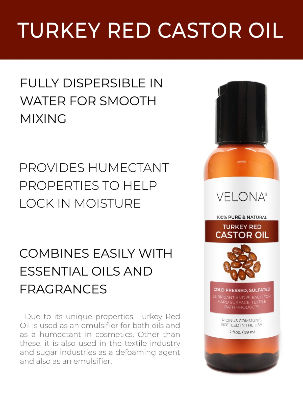 Castor Oil Turkey Red - 2 fl oz Pure Cold Pressed
