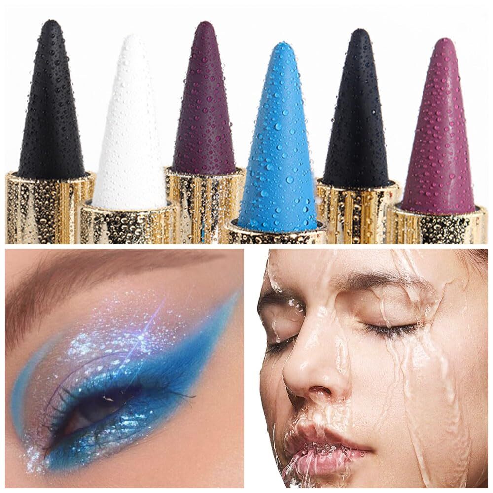 Waterproof Gel Eyeliner Pencil Set - Light Blue & Black Makeup Kit