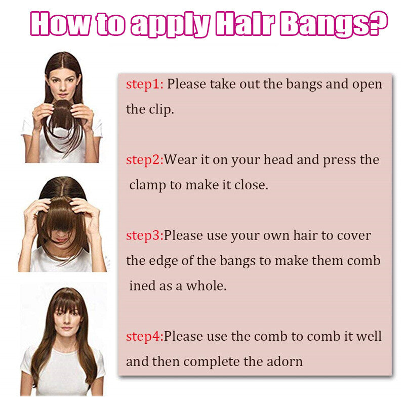 Women Remy Clip-In Hair Extensions Bangs Front Top Piece - Blonde & Dark Colors