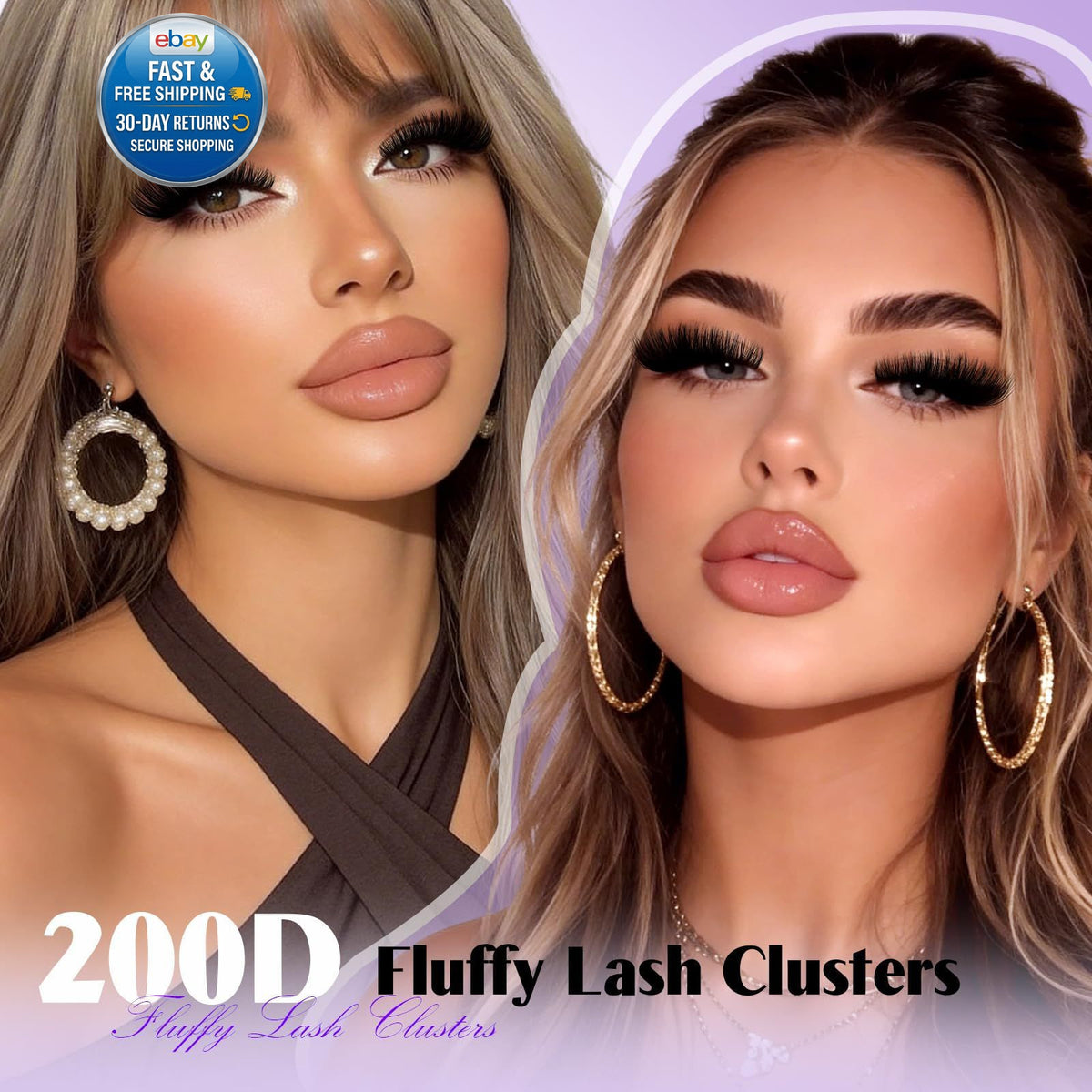 False Eyelash Clusters Thick 200D, 1 Pack – Fluffy Wispy D Curl Lashes