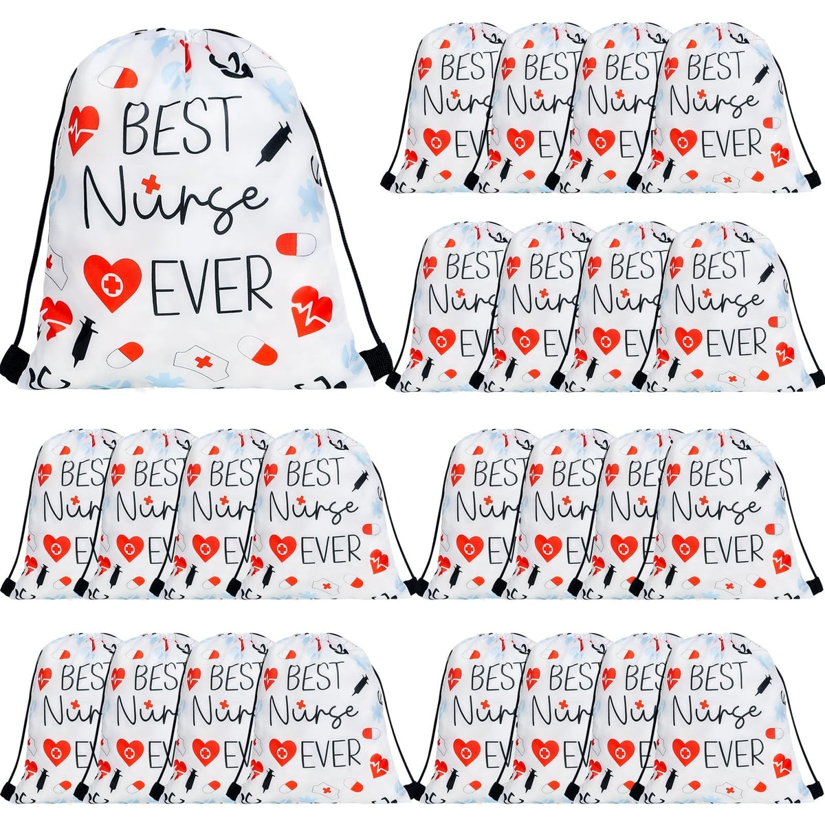 24 Pack Nurse Appreciation Gift Drawstring Backpacks for Nurse's Day & Week