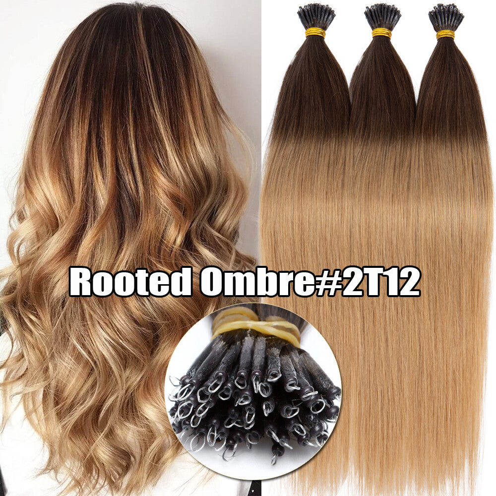 Beads Hair Extensions Nano Bean Remy Micro Loop Link I Tip - Multiple Colors & Lengths