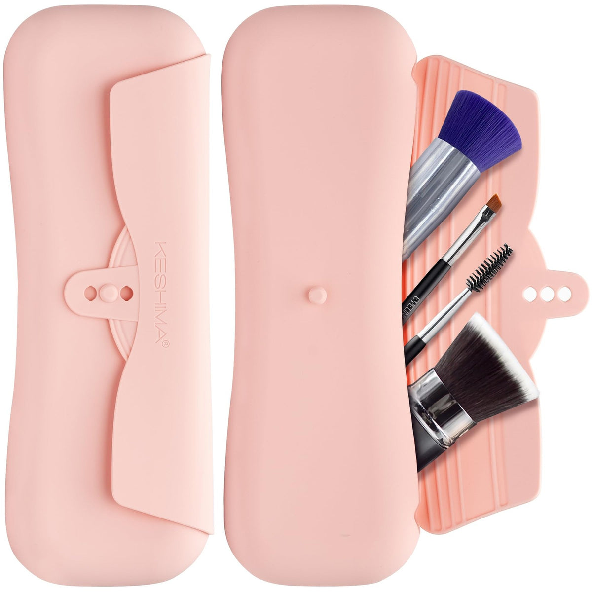 Travel Silicone Makeup Brush Holder Case - Waterproof Portable Cosmetic Organizer
