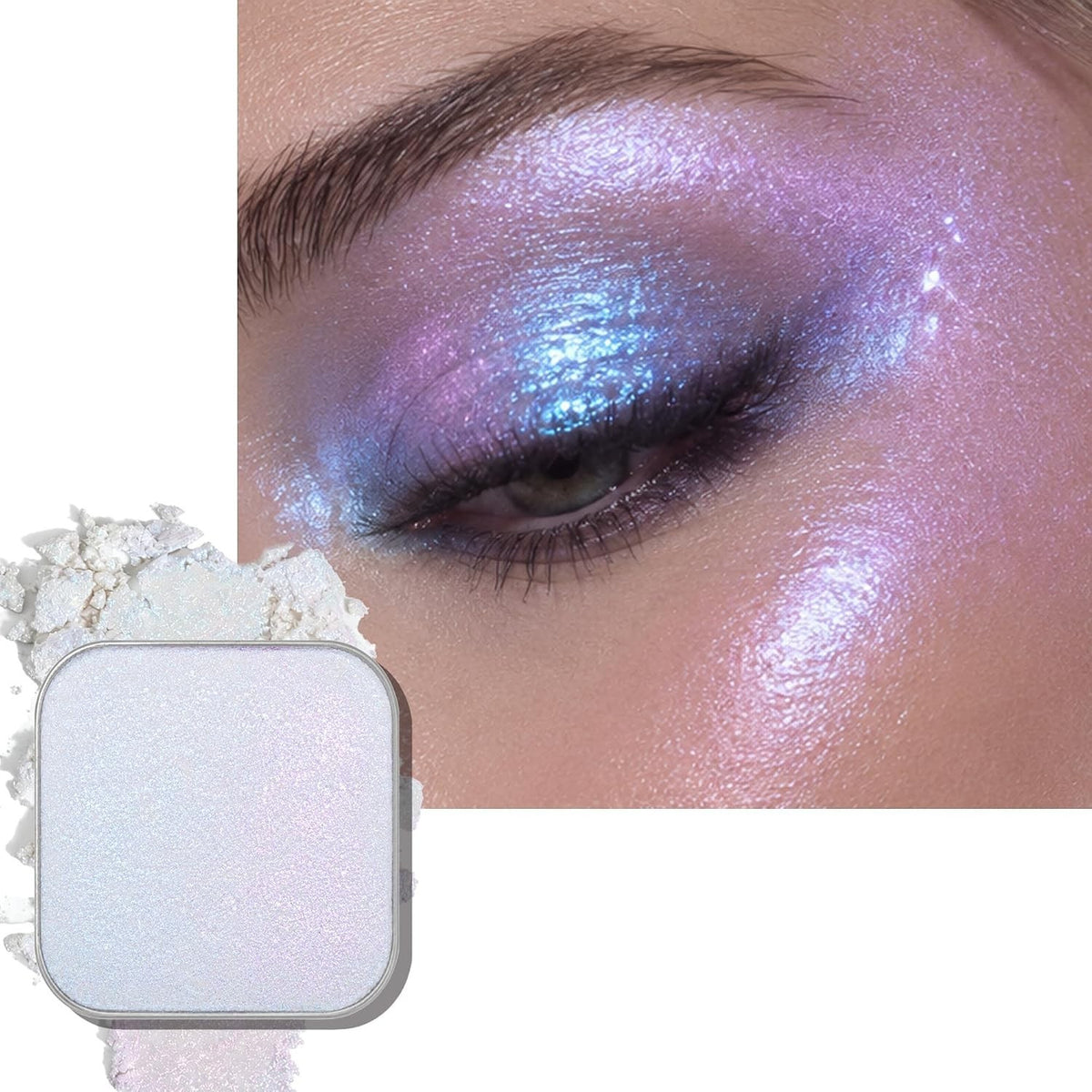 Duochrome Icy Blue to Lilac Pink Eyeshadow - Multidimensional Color Shift, Creamy Texture