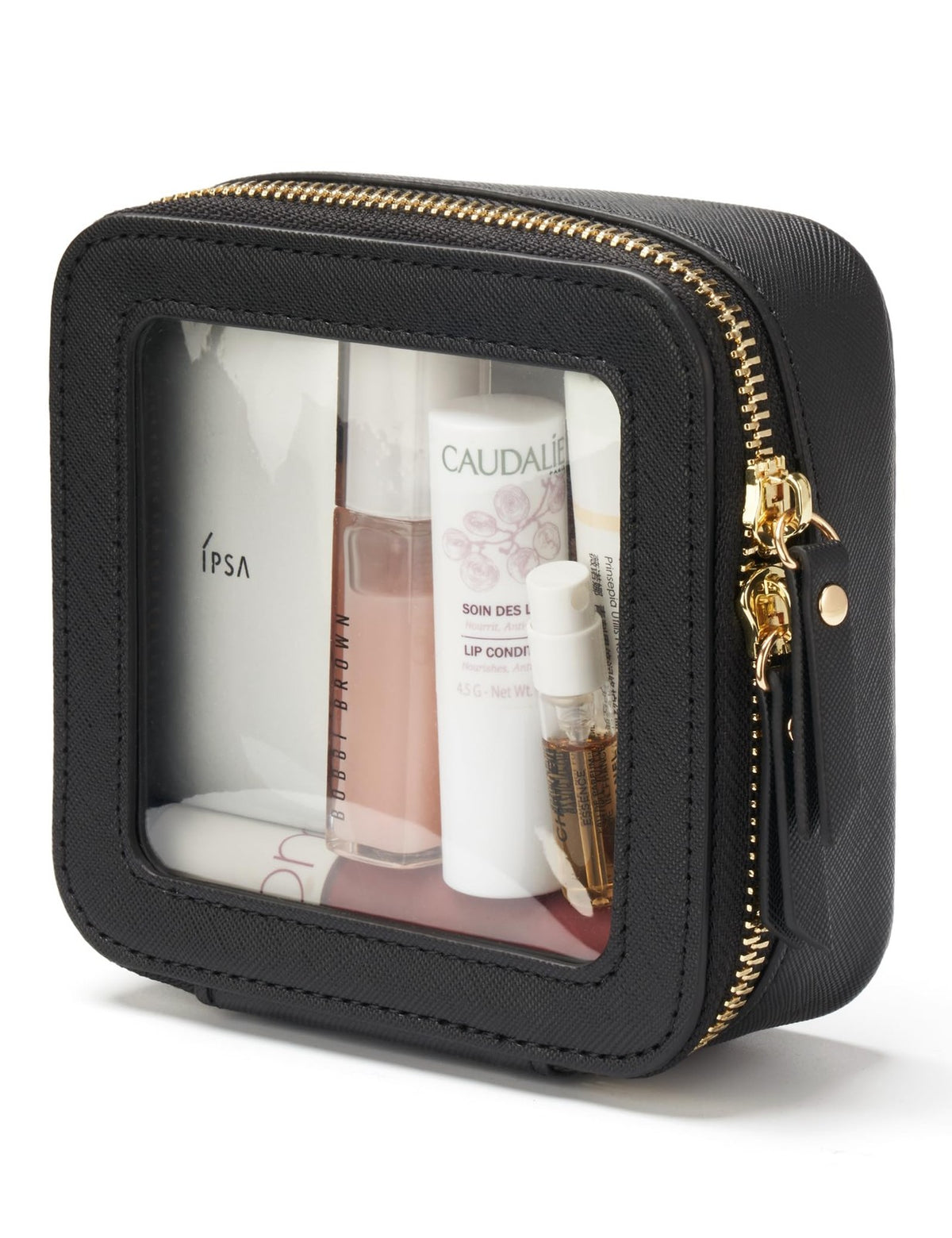 Mini Clear Black Makeup Bag - Compact Cosmetic Organizer for Travel & Daily Use