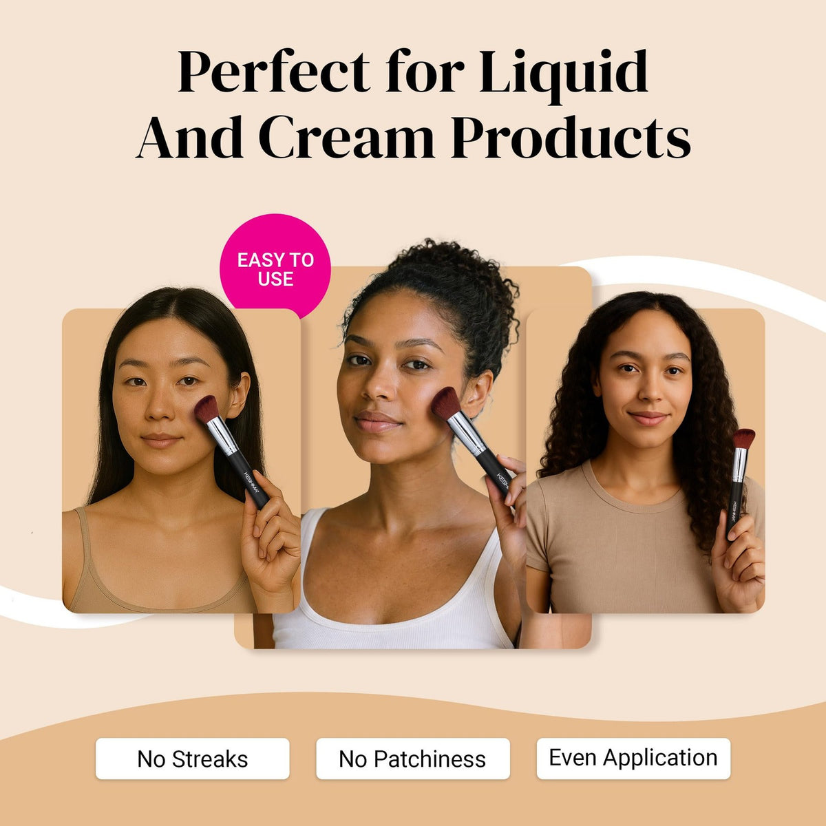 Angled Blush Brush for Face Makeup - Suitable for Liquid, Cream & Powder