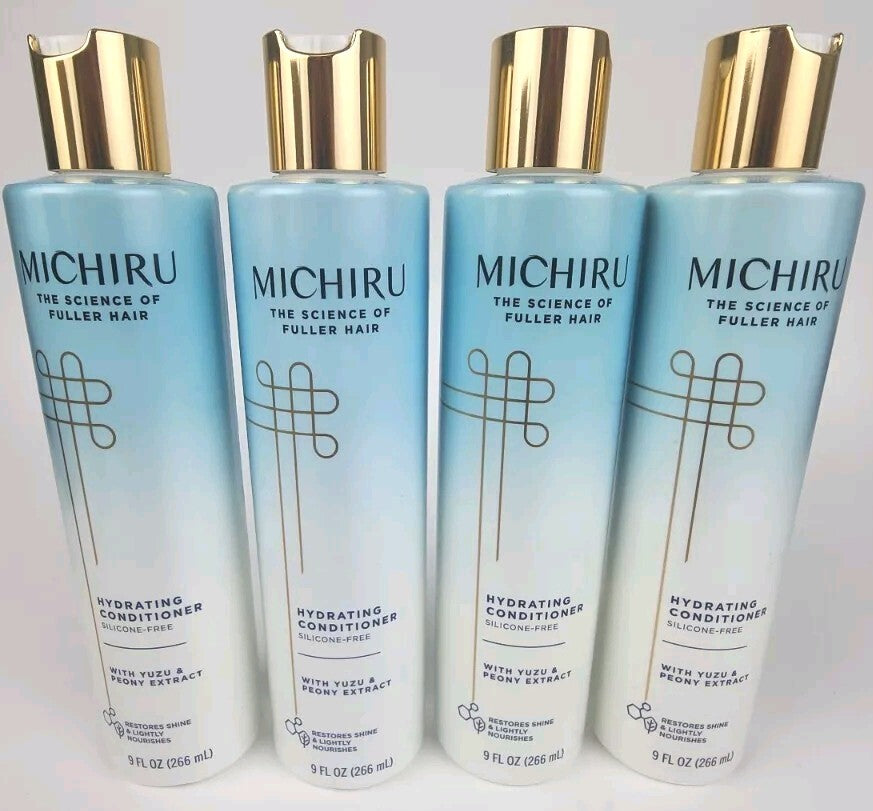 Michiru Silicone-Free Hydrating Conditioner 4 Pack - Yuzu & Peony Extracts, 9 fl oz