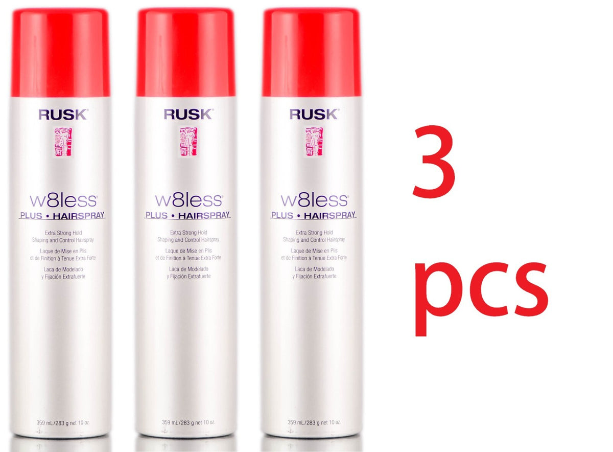 Extra Strong Hold Hairspray - 3 Pack 10oz Rusk W8less Plus