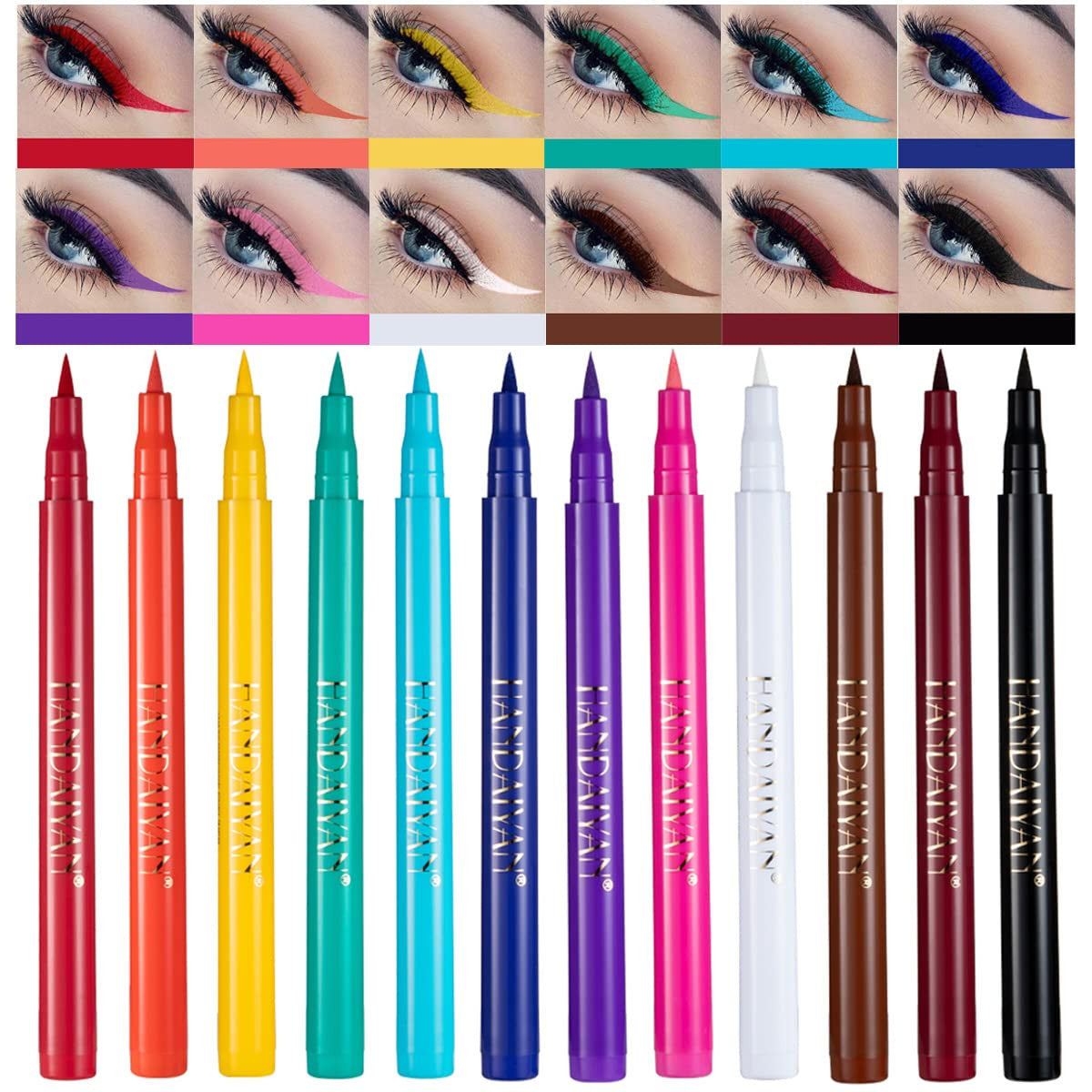 12 Color Matte Liquid Eyeliner Set Waterproof & Smudgeproof Eye Makeup