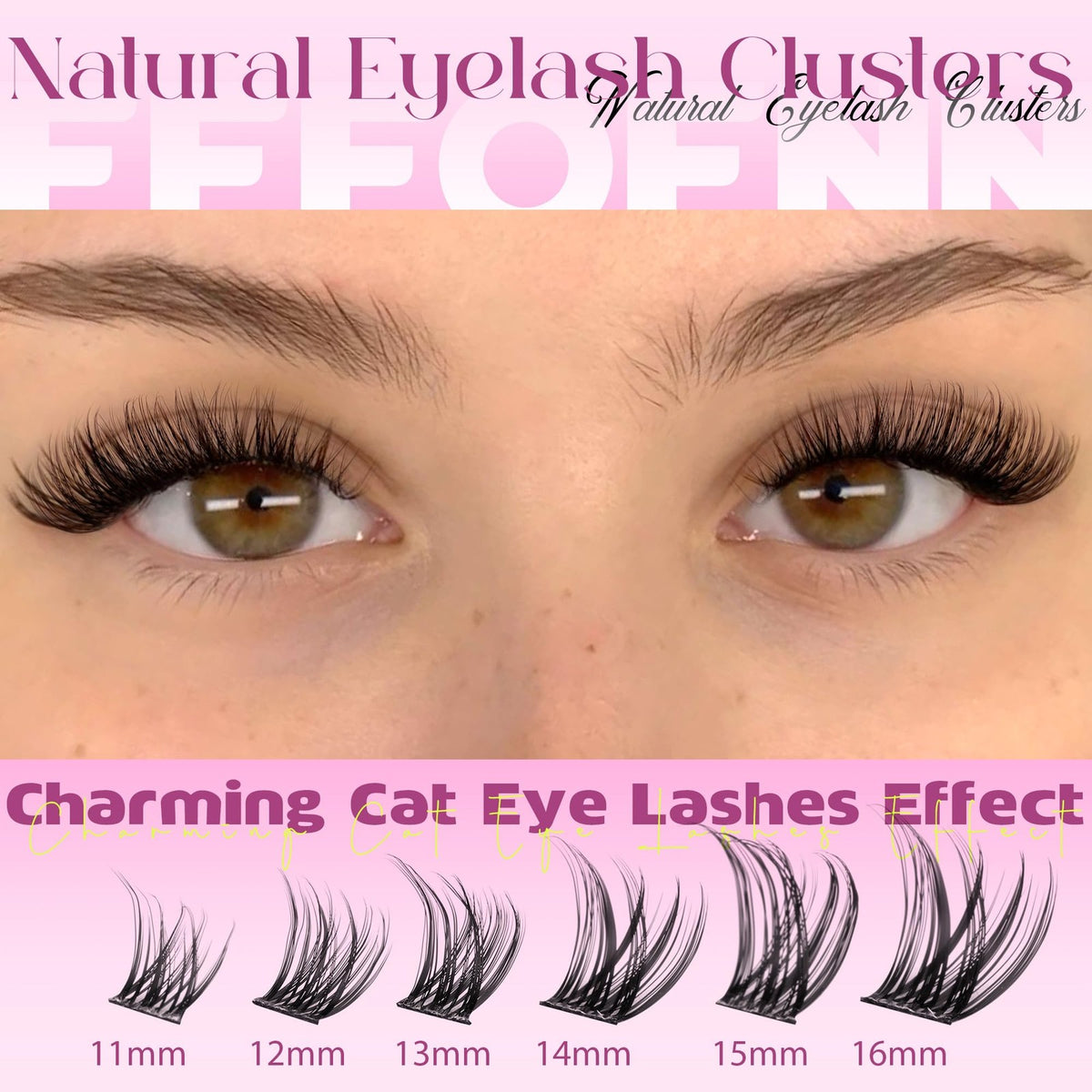 Natural Wispy Lash Clusters for Eyelash Extensions - Black, C Curl, Pack of 1