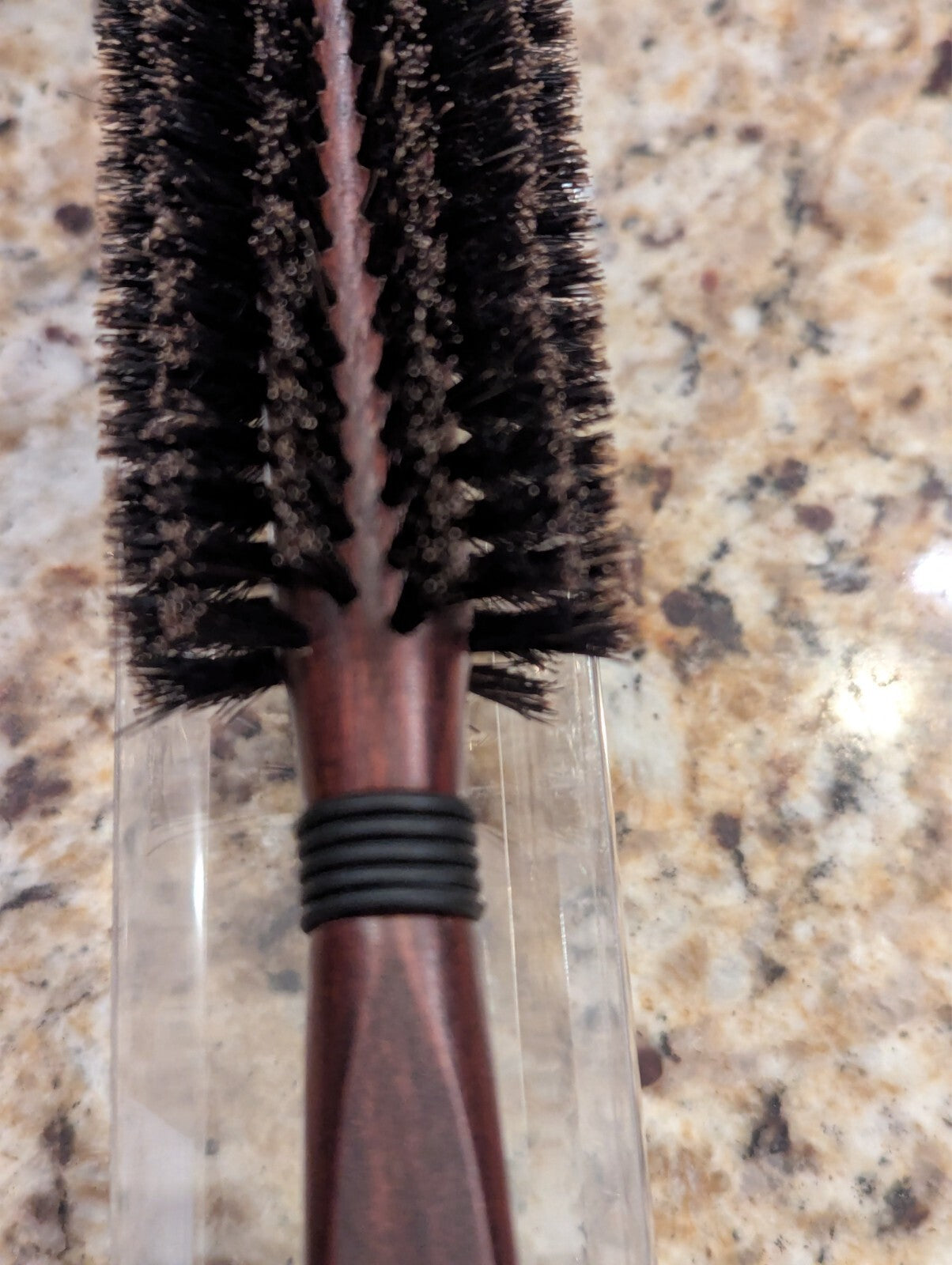 Round Boar Bristle Hair Brush 1.8 Inch for Blow Drying Natural Wooden Handle