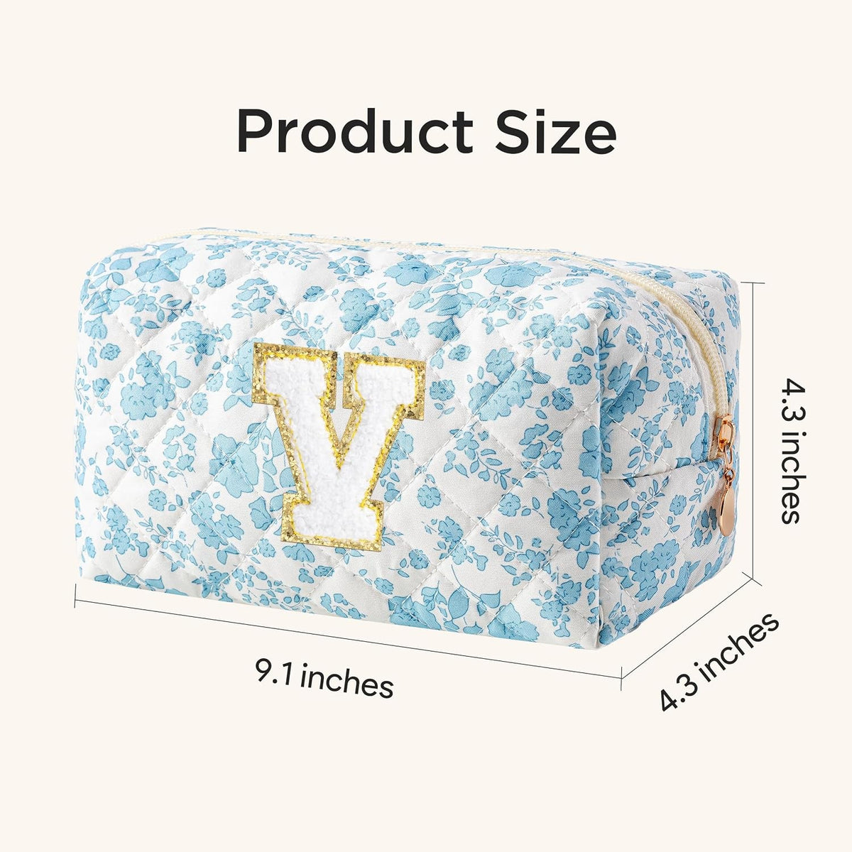Personalized Makeup Bag for Women - Quilted Travel Cosmetic Organizer