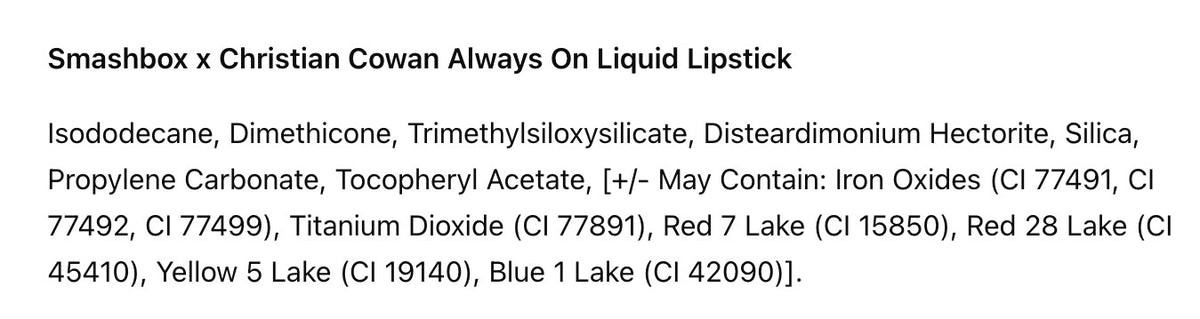 Liquid Lipstick BAWSE - Smashbox Christian Cowan Always On Lip Color