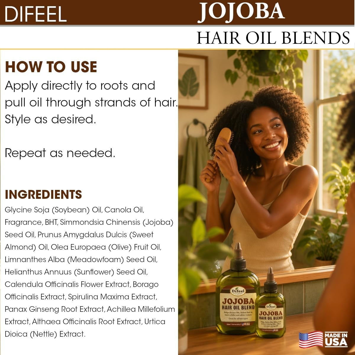 Jojoba Hair Oil Travel Size 2.5 oz Moisturizing & Restorative Hair Treatment
