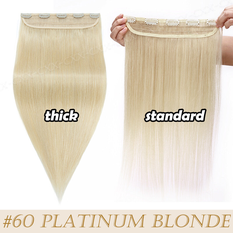 Thick Clip-In Human Hair Extensions Full Head 100% Remy Hair, Natural Black