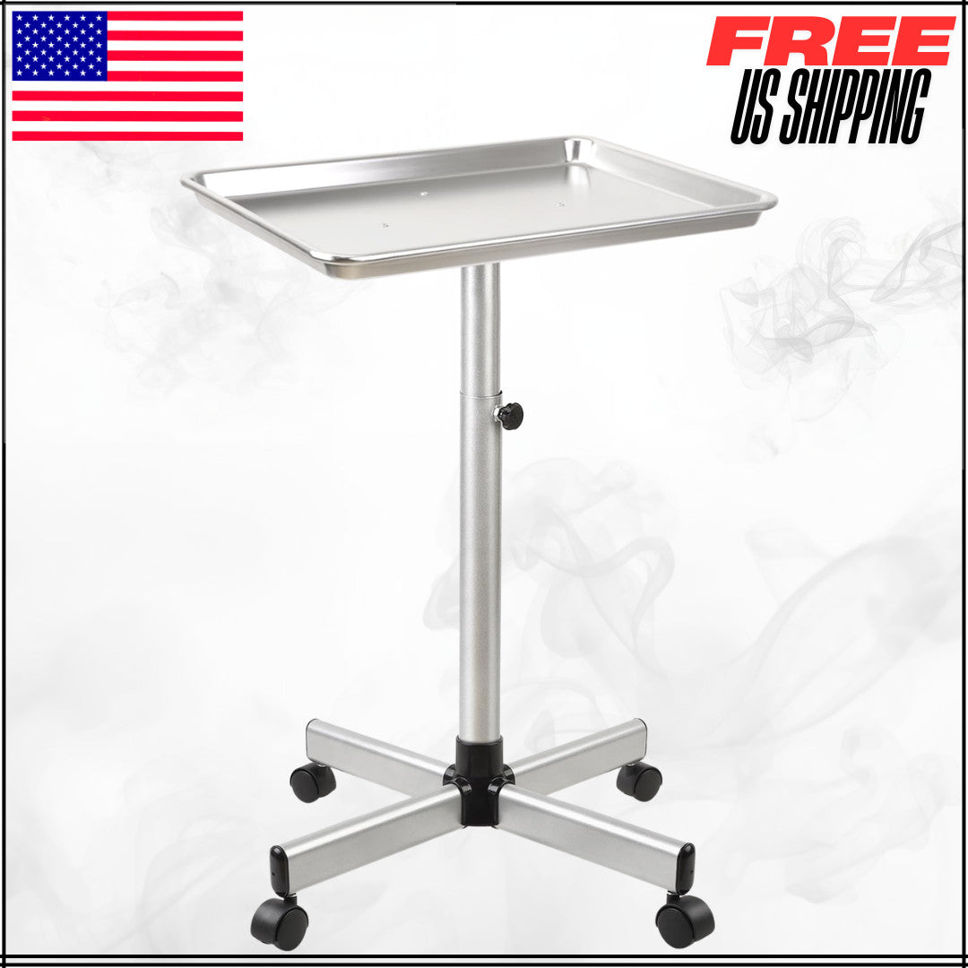 Tattoo Instrument Trolley Cart with Wheels and Adjustable Storage Tray