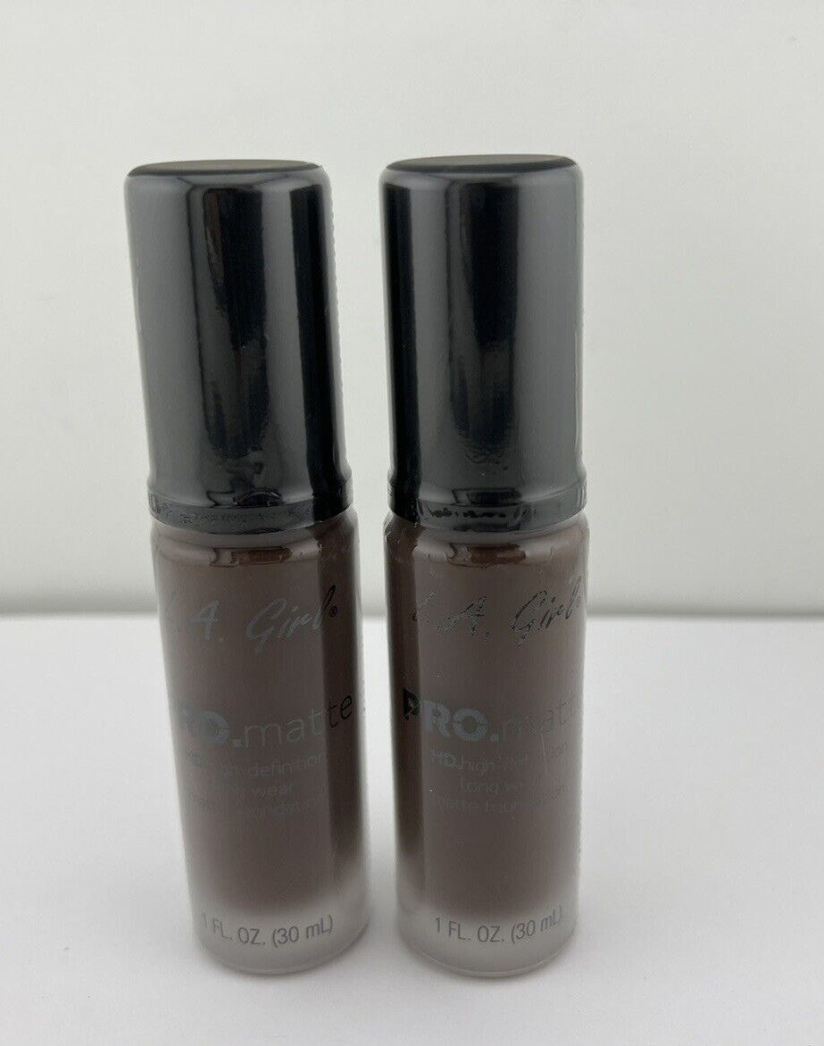 L.A. Girl Pro Matte HD Foundation Ebony 1 oz Pack of 2 - Flawless Face Makeup