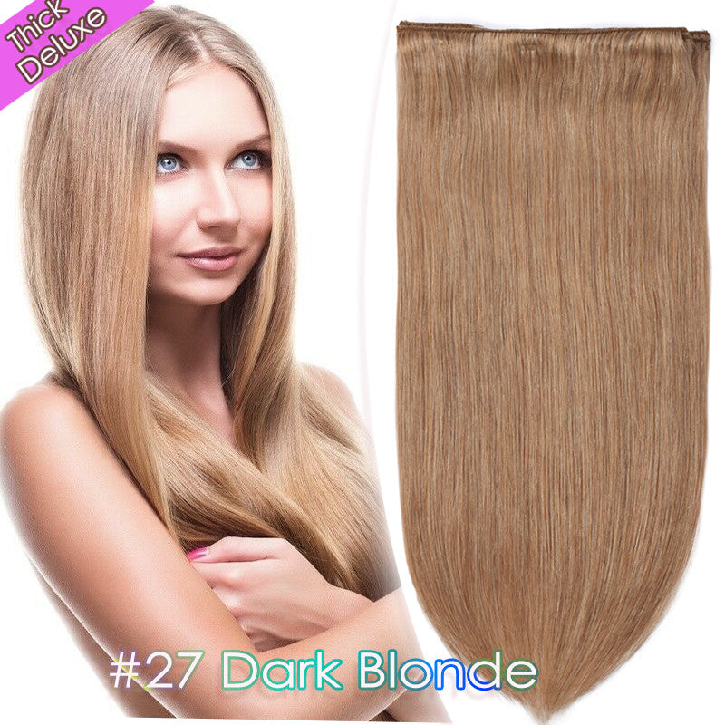Double Weft Clip-In Hair Extensions 100% Remy Human Hair Thick Full Head