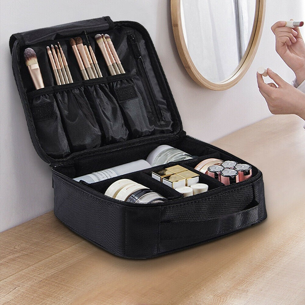 Large Waterproof Makeup Bag with Handles - Travel Organizer & Cosmetic Case