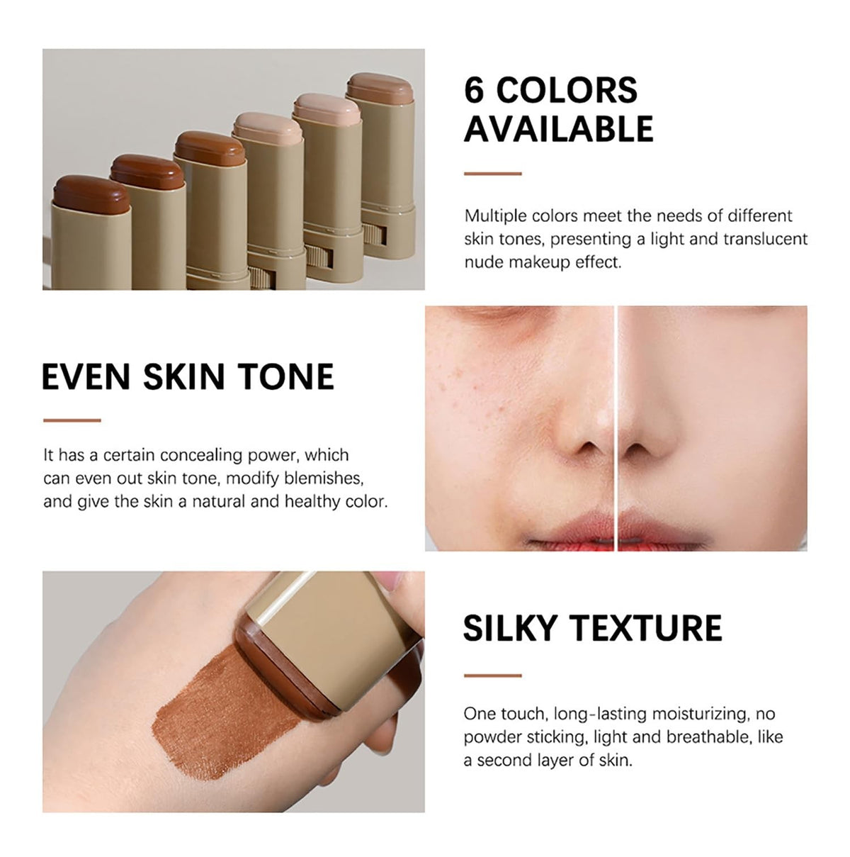 Skin Tint for Black Women - Hydrating Foundation Stick with Flawless Coverage
