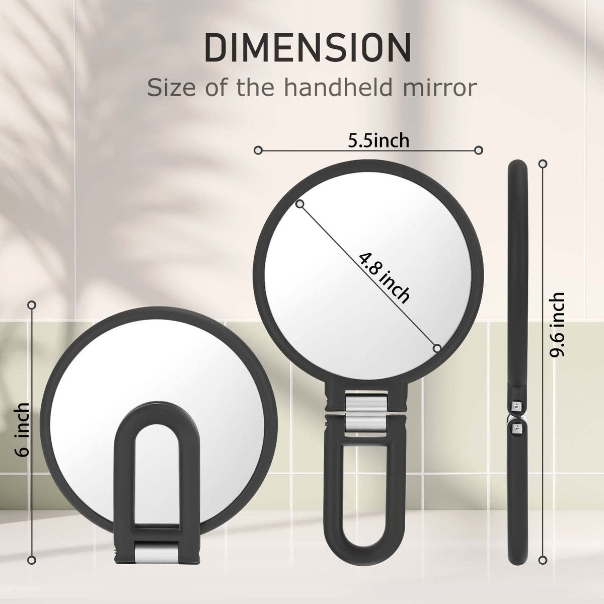 Double Sided Magnifying Handheld Mirror 1X 20X for Makeup & Travel