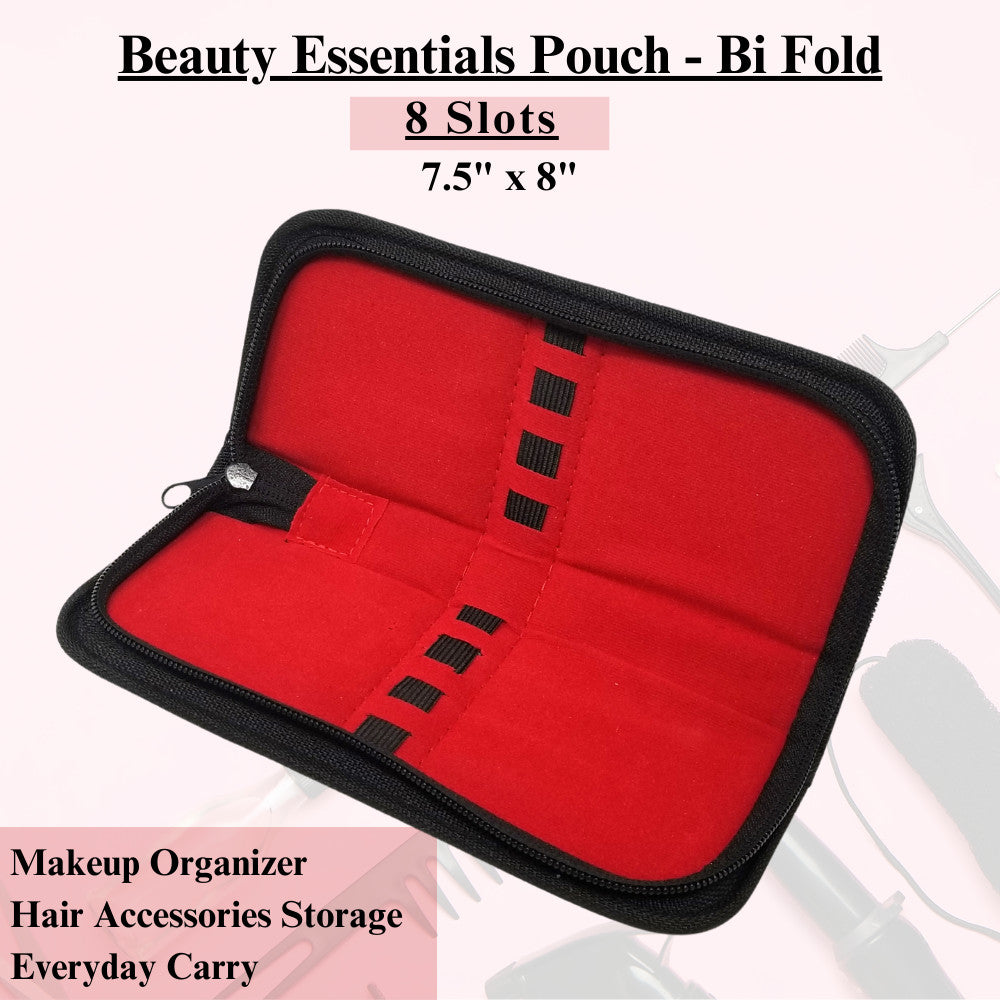 Travel Cosmetic Pouch with 8 Slots & Waterproof Zipper - 7.5x8 Inches