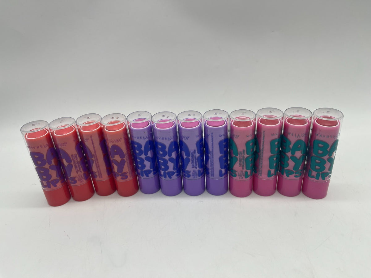 Bulk Lip Balm Set - Maybelline Baby Lips Winter Flush Pink Wishes Ruby Star 4 Pack, Lot of 12