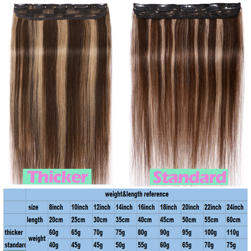 Clip-In Human Hair Extensions Thick & Full Head - Straight or Wavy