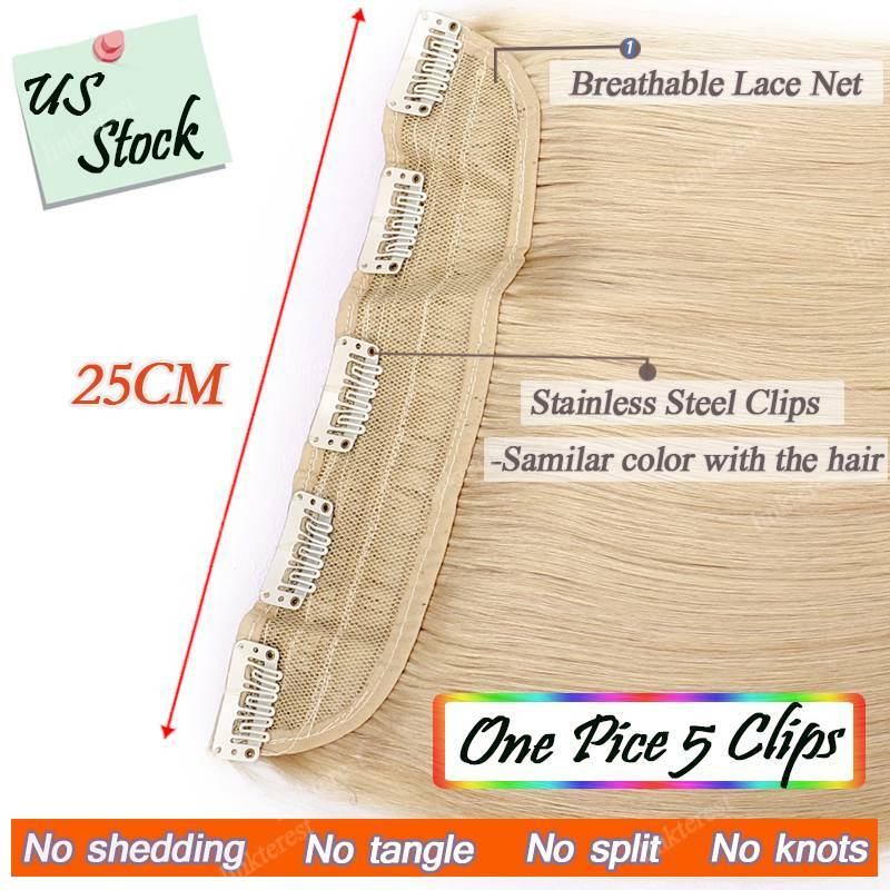 Remy Human Hair Extensions Clip-In Full Head Blonde 8-24 Inches