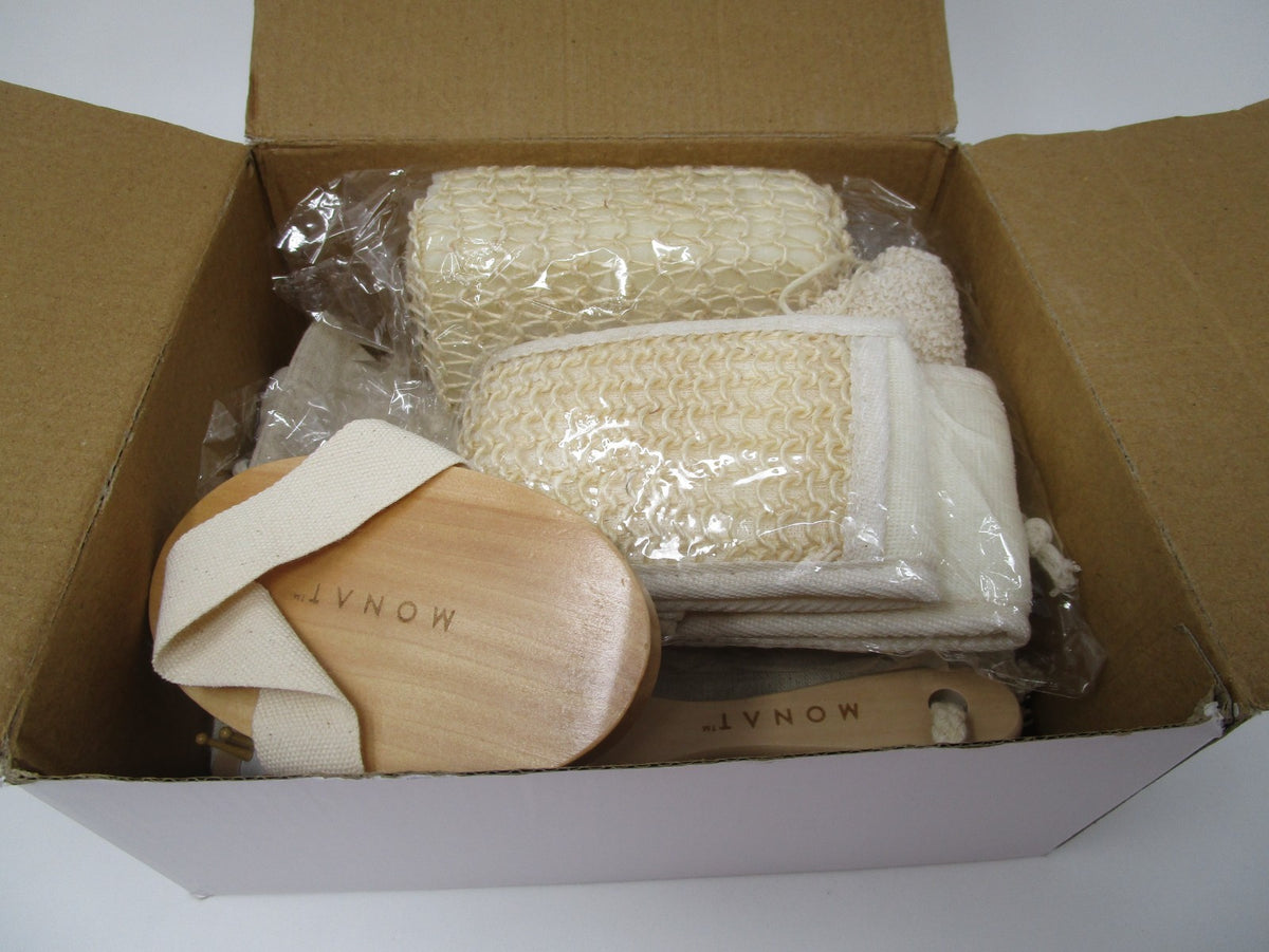 5-Piece Spa Gift Set with Wood Brush Sponge Cloth Massage Brush - New