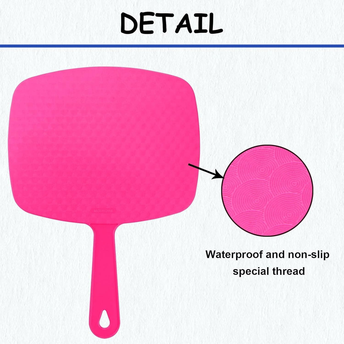Handheld Vanity Mirror with Hanging Hole - 7.4 in W x 10.4 in L, Pink