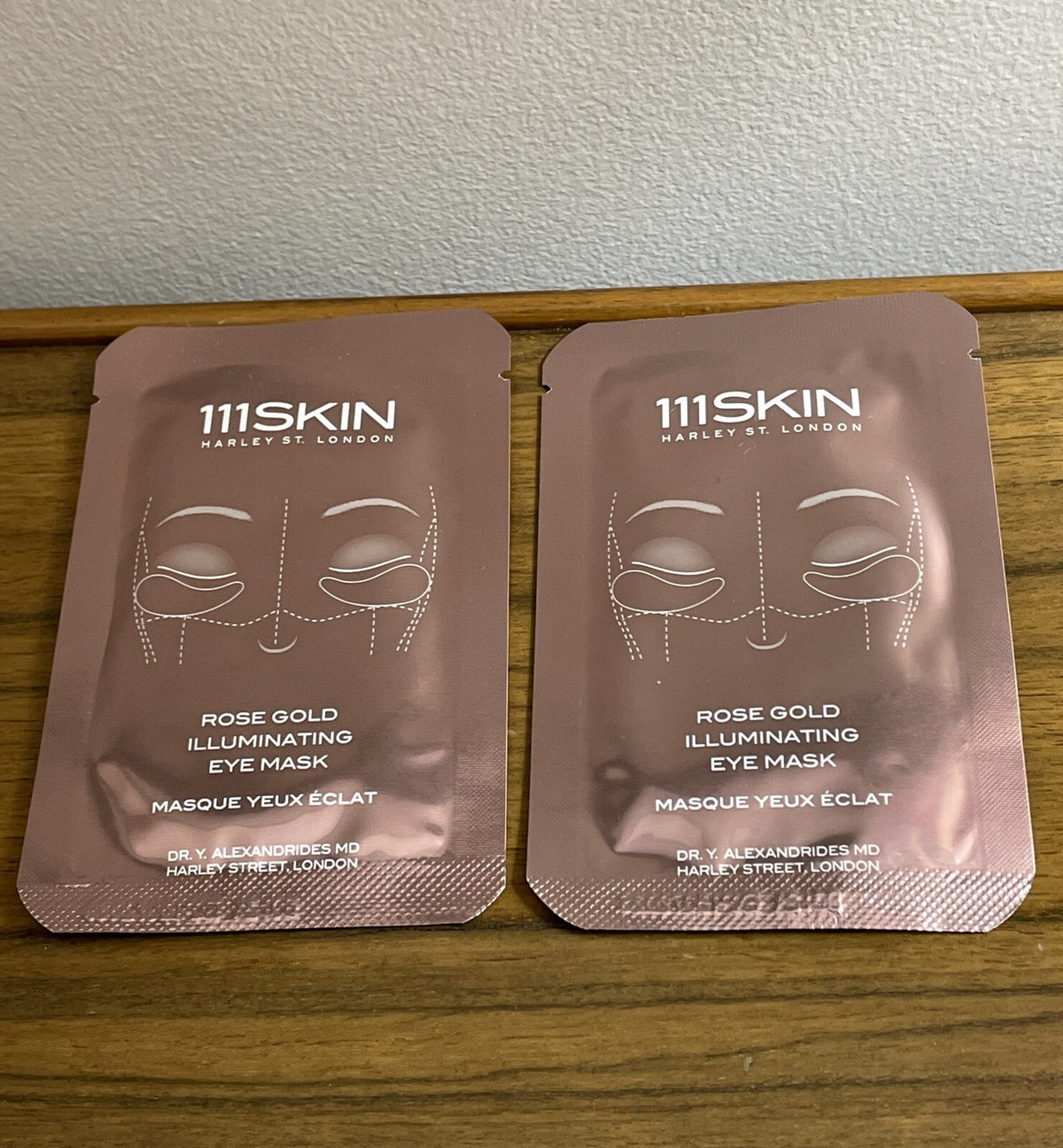 2 Pairs Rose Gold Illuminating Eye Masks Hydrogel Single Use - Sealed