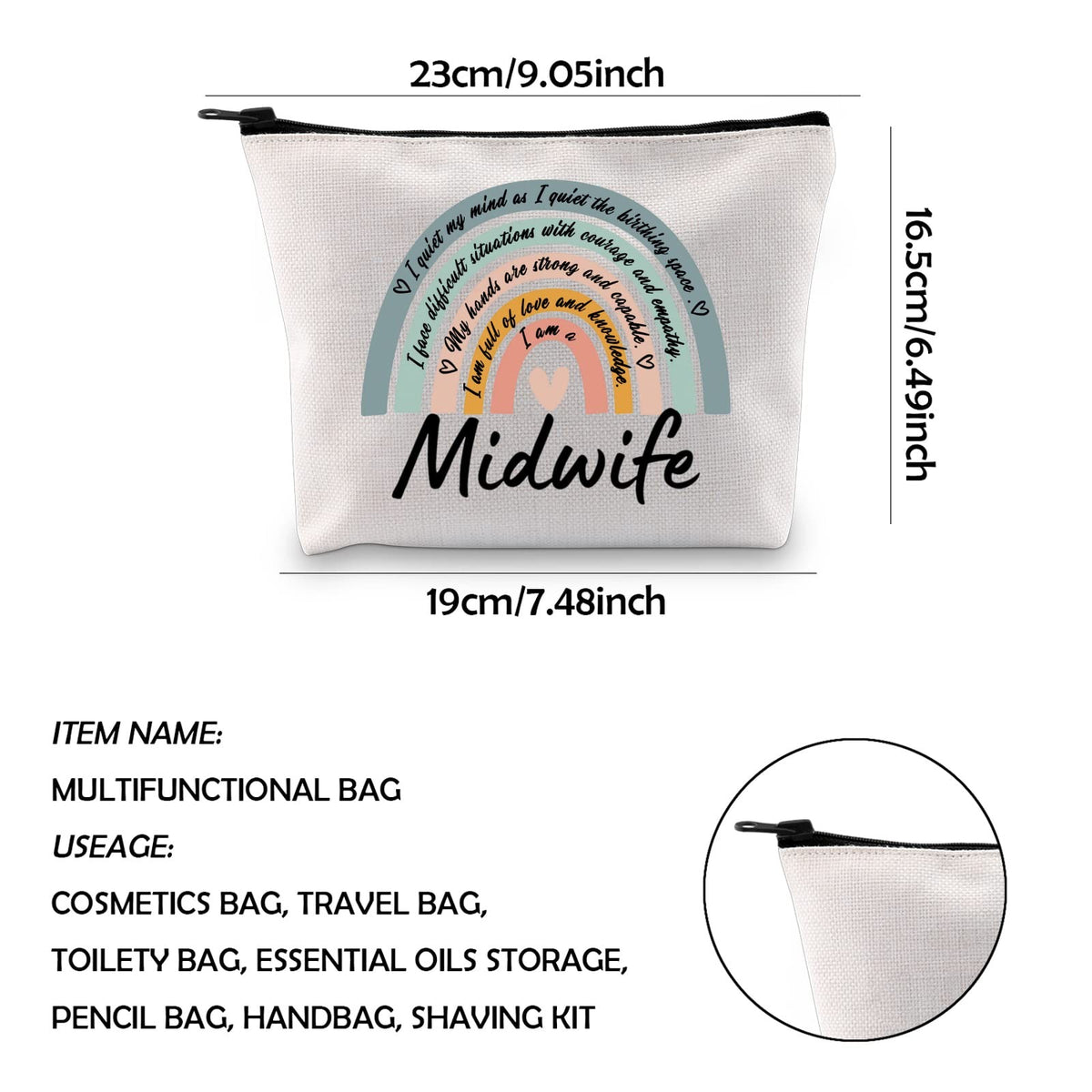 Trainee Midwife Zipper Cosmetic Makeup Bag - Gift for Future Nurse