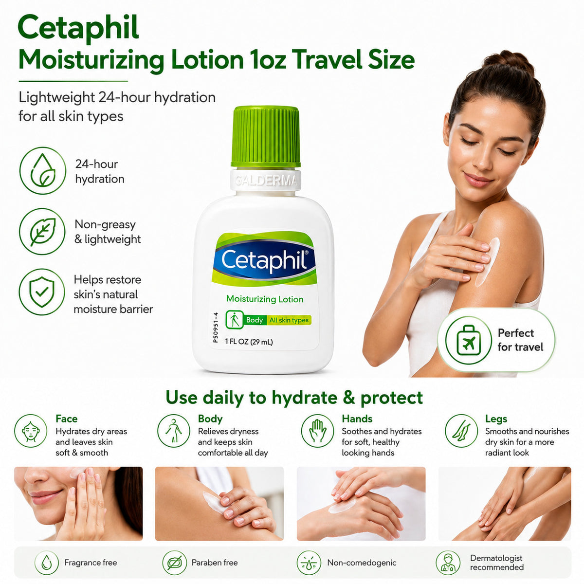 Moisturizing Lotion for Face & Body - 18 Travel Size Bottles, 1 oz Each