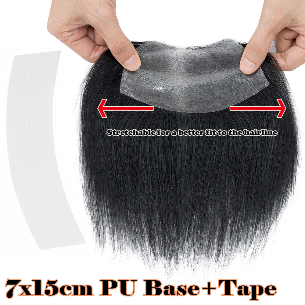 Men's Hair Replacement System Toupee with Skin-Like PU Base - Human Hair