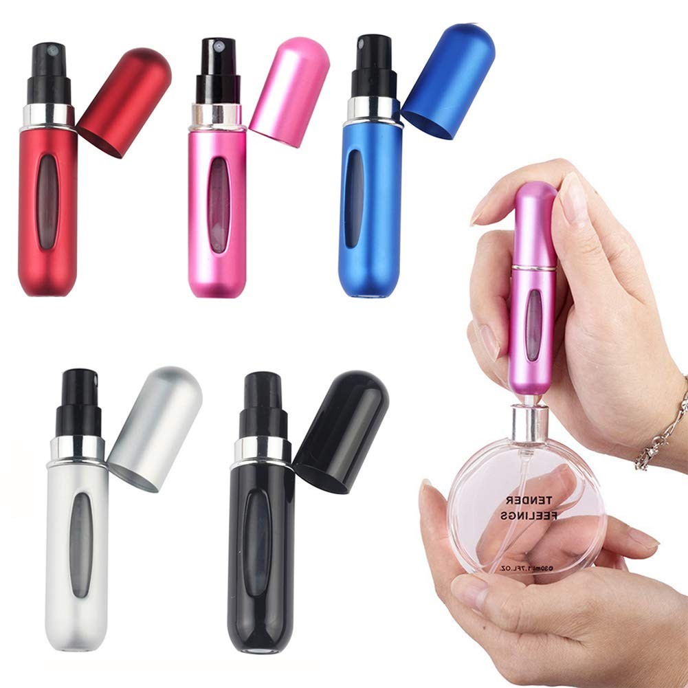 Refillable Perfume Atomizer Bottles Set - 5 Pack Travel Scent Sprayers