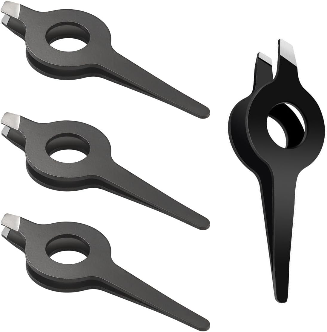 Beard & Eyebrow Tweezers 4-Pack - Fine Slanted Tip Facial Hair Removal