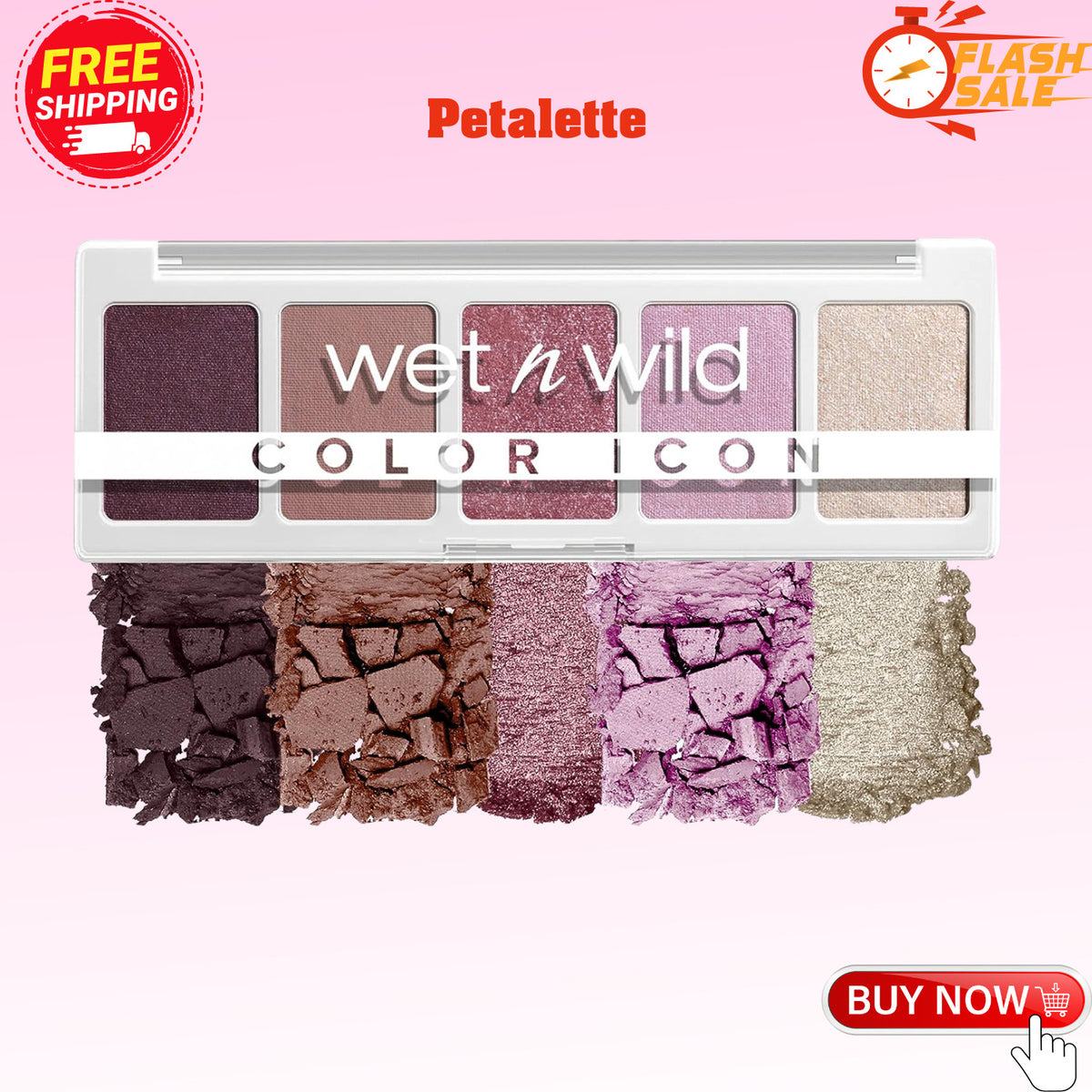 Wet n Wild Color Icon 5-Pan Eyeshadow Palette - Purple Petalette, Matte, Shimmer, Metallic