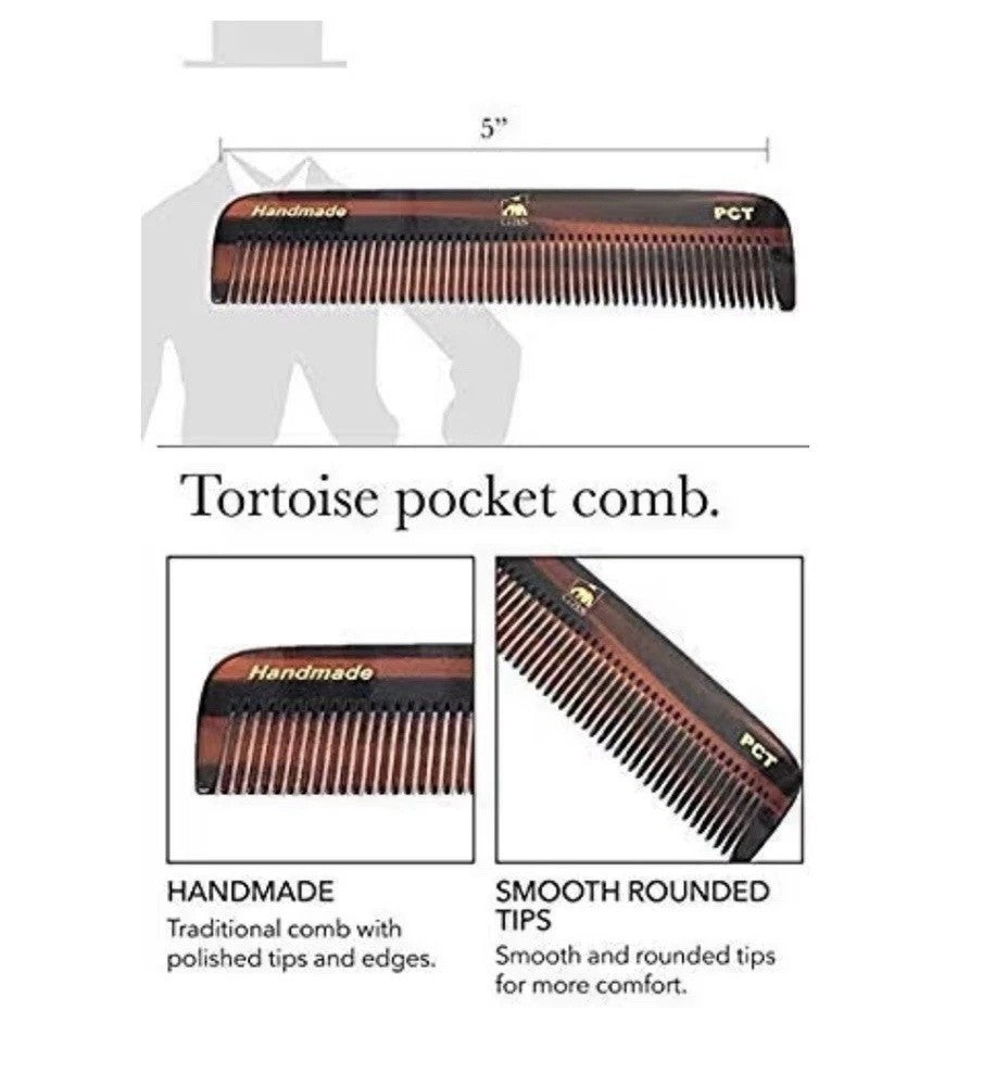Men's Fine-Tooth Mustache & Beard Grooming Comb Set - Handmade Tortoise Shell, 4 Pieces